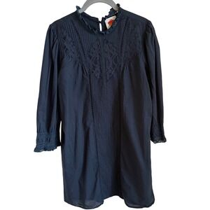 Farm‎ Rio for Anthropologie Black Lace Mini Dress Whimsigoth Dark Boho Victorian